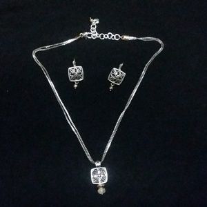 Brighton silver earrings &necklace set.